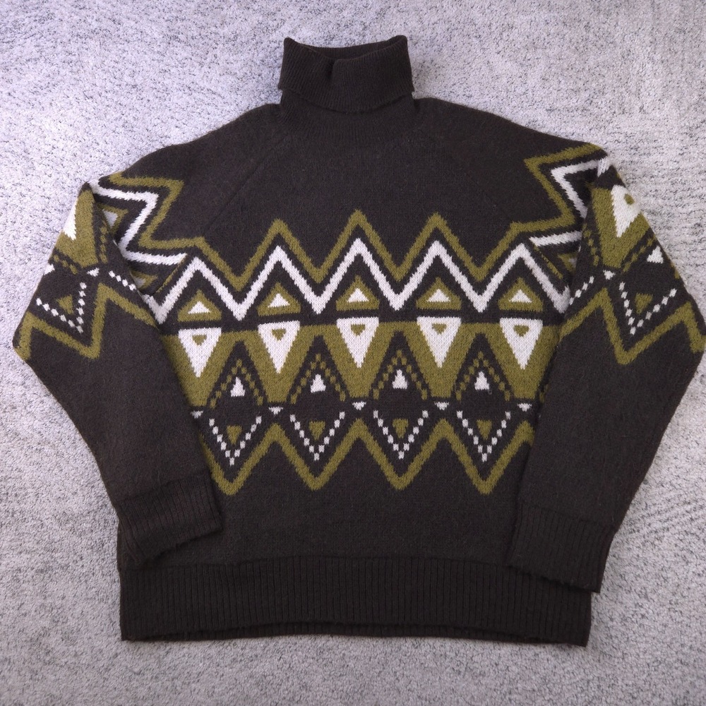 Banana Republic Turtleneck Sweater Men Large Pullover Geometric Heavyweight GUC